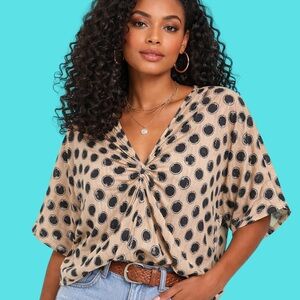 Isabel Marant Ètoile Tan & Black Polka Dot 100% Cotton Blouse